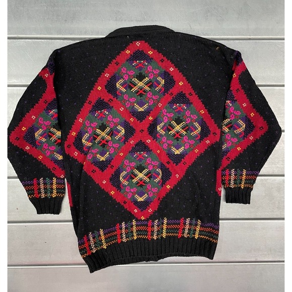 Roberta Frost Hand Knitted Cardigan Sweater Womens Medium Multicolor 100% Cotton - Picture 10 of 11